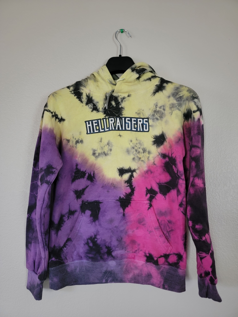 Hellraisers Tie-Dye Assholes Live Forever Crewneck Hoodie -Yellow, Purple & Pink